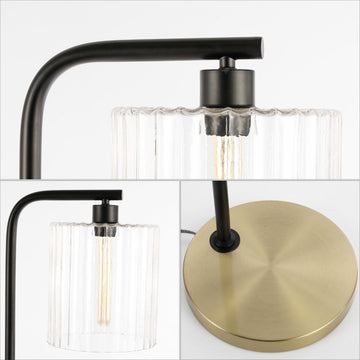 Easton 60.75" Modern Minimalist Metal/Ribbed Glass LED Floor Lamp - JONATHAN Y